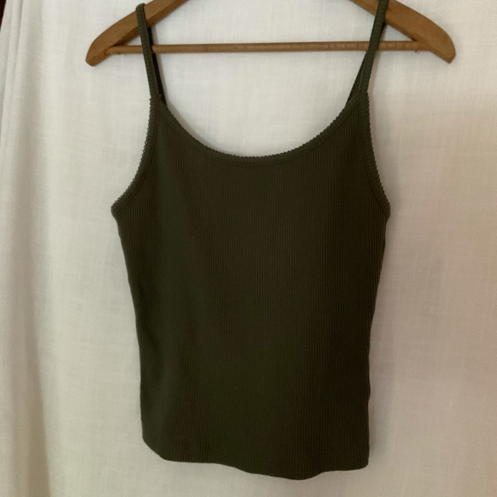 WILD FABLE ribbed CROPPED TANK olive green M